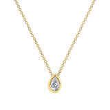 0.30ct Pear Shaped Diamond 18k Gold Bezel Set Necklace