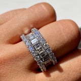 6.82ct Baguette and Round Cut  Diamonds 18k Gold Eternity Ring