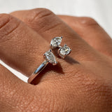 Three Stone Fancy Shape Diamond 18k Gold Ring, Anniversary Gift, Wedding Ring