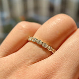 0.95ct East West Oval Cut Natural Diamond 18K Gold Halfway Ring