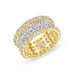 Baguette and Round Yellow Gold Diamond Band