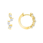 18k Yellow Gold Marquise Diamonds Hoop Earrings