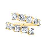 3.65ct Asscher Cut Diamond 18K Solid Gold Bypass Ring