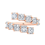 3.65ct Asscher Cut Diamond 18K Solid Gold Bypass Ring