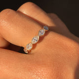 2.20 Marquise Shaped  Diamond 18k Gold East- West Milgrain Bezel set Eternity Band