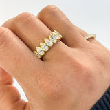 3.60Pear shape Diamond 18k Solid Gold Bezel Set Eternity Ring