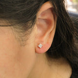 0.67 Asscher Cut Diamond 14K Gold Stud Earrings - Sabrina A Jewelry