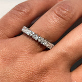 2.10ct Heart Shaped Diamonds Alternately Set in 18k Gold Eternity Ring