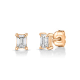 0.65 Emerald Cut Diamond 14K Gold Stud Earring