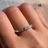 Dainty East West Emerald Cut Diamond 18k Gold Ring  (5 stone Emerald Cut Band /Wedding Band)