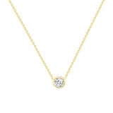 0.30ct Round Solitaire Diamond 18k Gold Bezel Set Necklace
