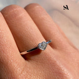 0.24ct Heart Shaped Diamond 18k Gold Bezel Set Engagement Ring