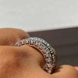 6.82ct Baguette and Round Cut  Diamonds 18k Gold Eternity Ring