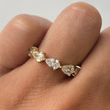 East-West Pear Shaped Diamond 18k Solid Gold Ring (Custom Order For Juhi)