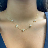 Multi Shape Bezel Set Diamond 14k Gold Necklace