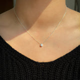 0.20CT Pear Shaped Diamond 18k Gold Bezel Set Necklace