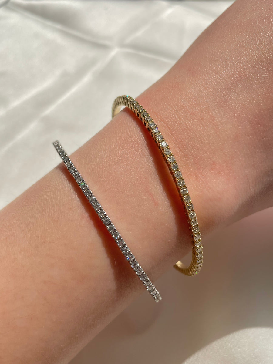 1.20 tcw Natural Round Diamonds Flexible 18k Bangle (Rachele Order)