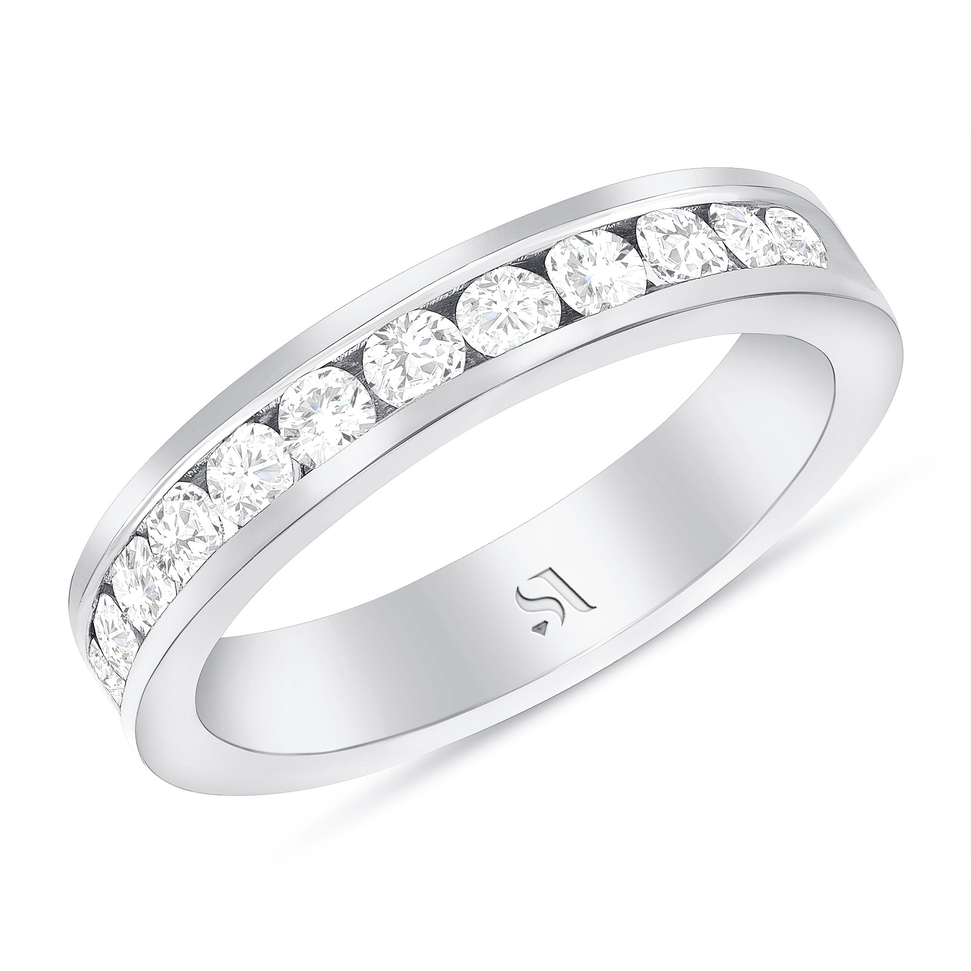 Channel Setting Wedding Band 8 / White Gold