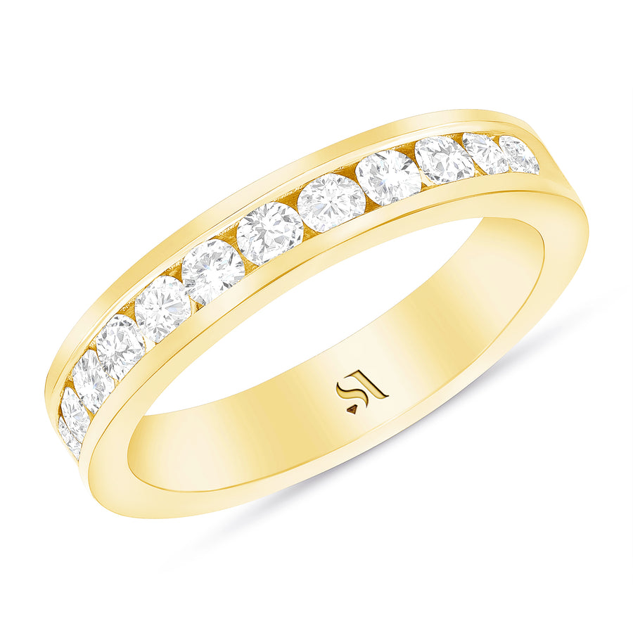 18k Yellow Gold Channel Setting Round Diamond Band