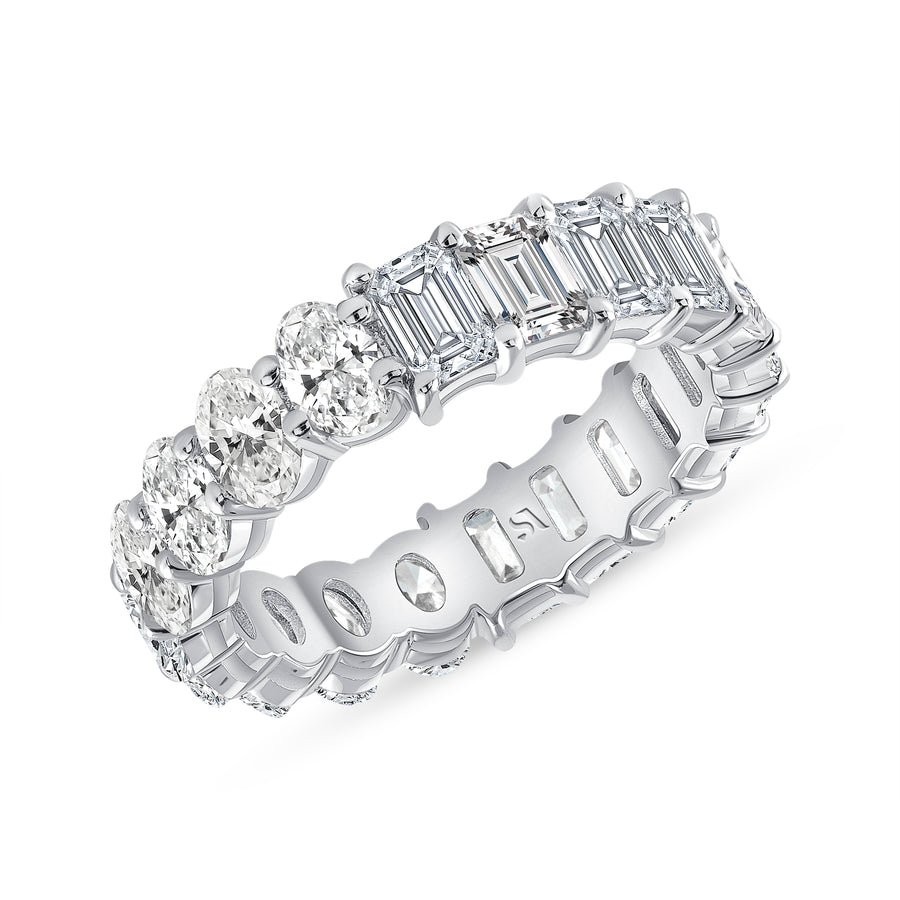 Emerald White Gold Diamond Eternity Band