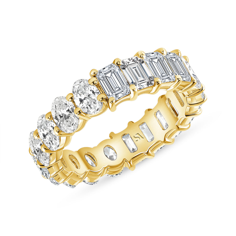 Emerald Yellow Gold Diamond Eternity Band