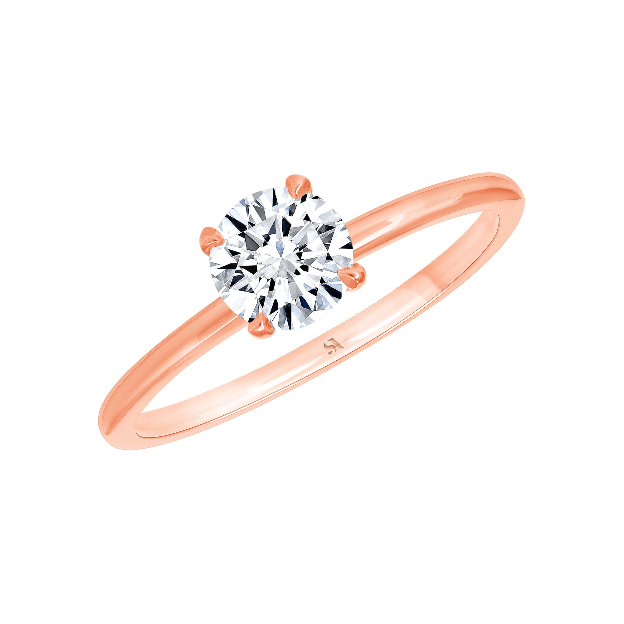 Solitaire Round 18k Rose Gold Diamond Ring