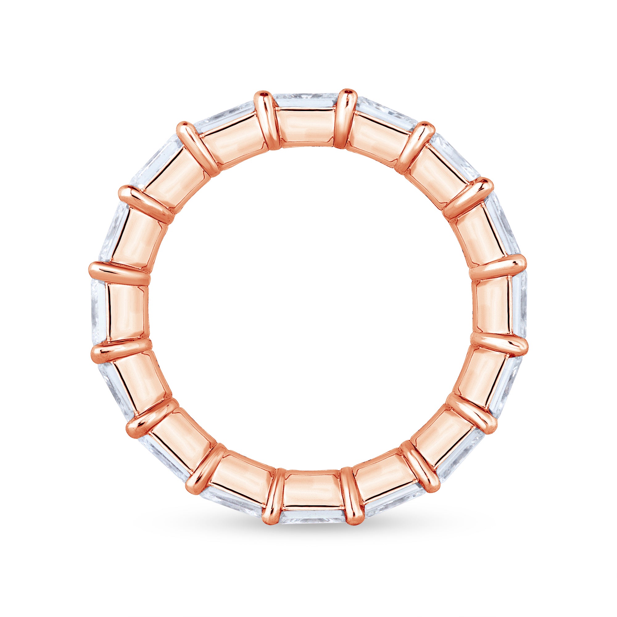 East-West Radiant Cut Rose Gold Eternity Band