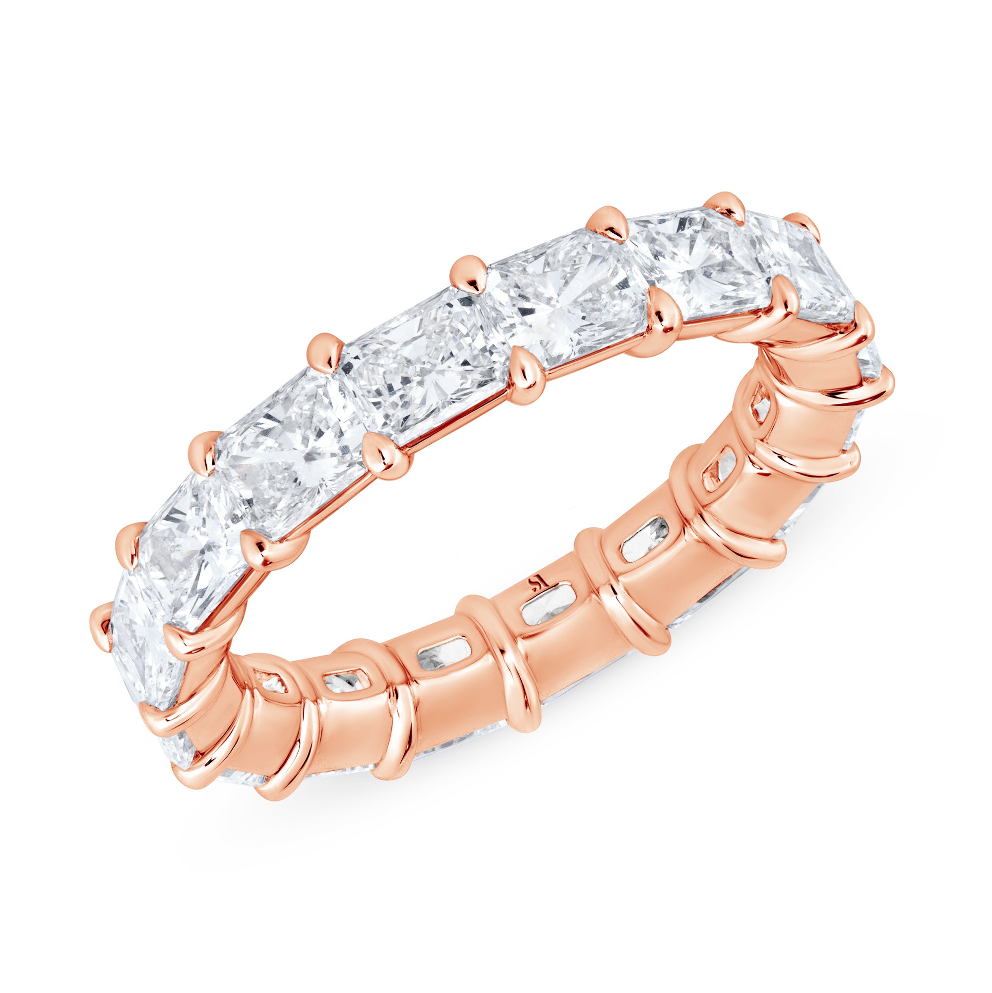 East-West Radiant Cut Eternity Rose Gold Band
