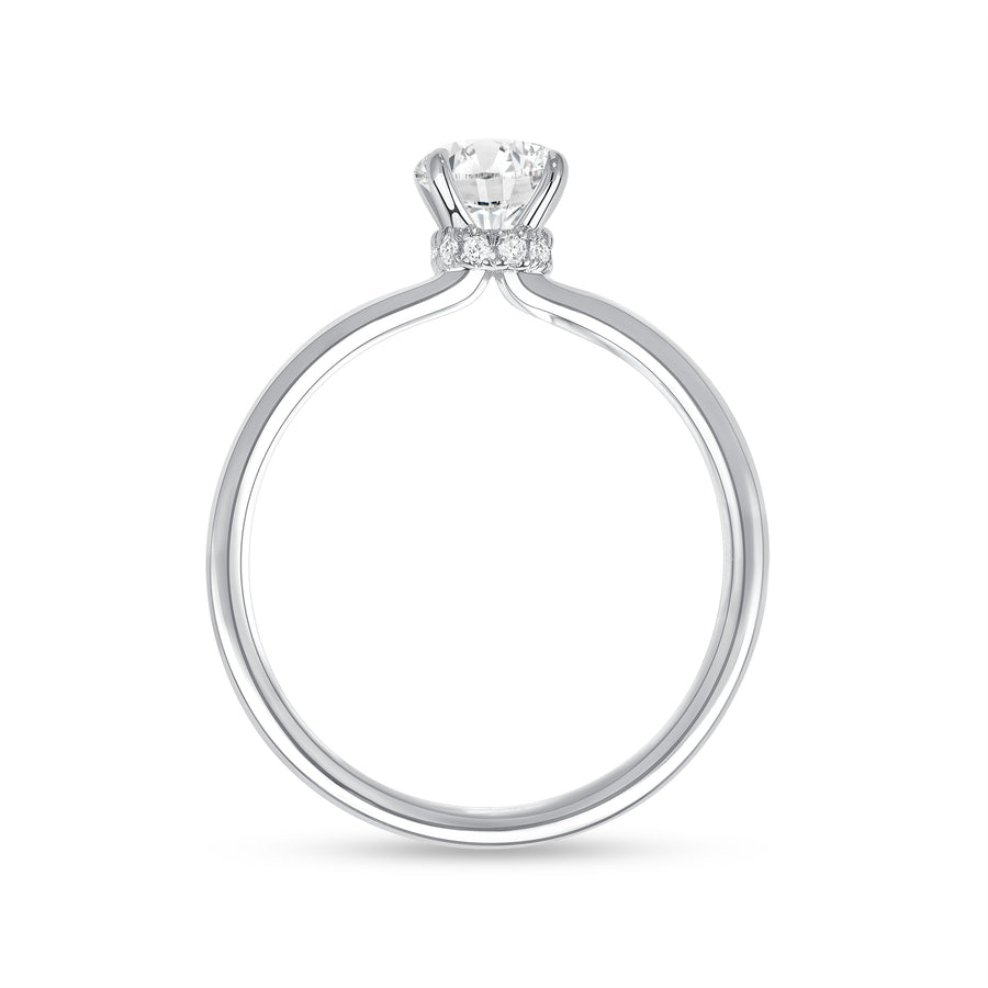 Solitaire Round 18k Diamond White Gold Ring