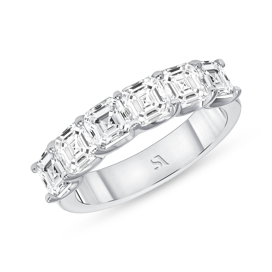 Asscher Cut White Gold Diamond Eternity Band