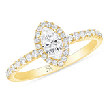 Marquise Halo Yellow Gold Diamond Ring