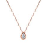 Pear Shape Rose Gold Diamond Bezel Set Necklace