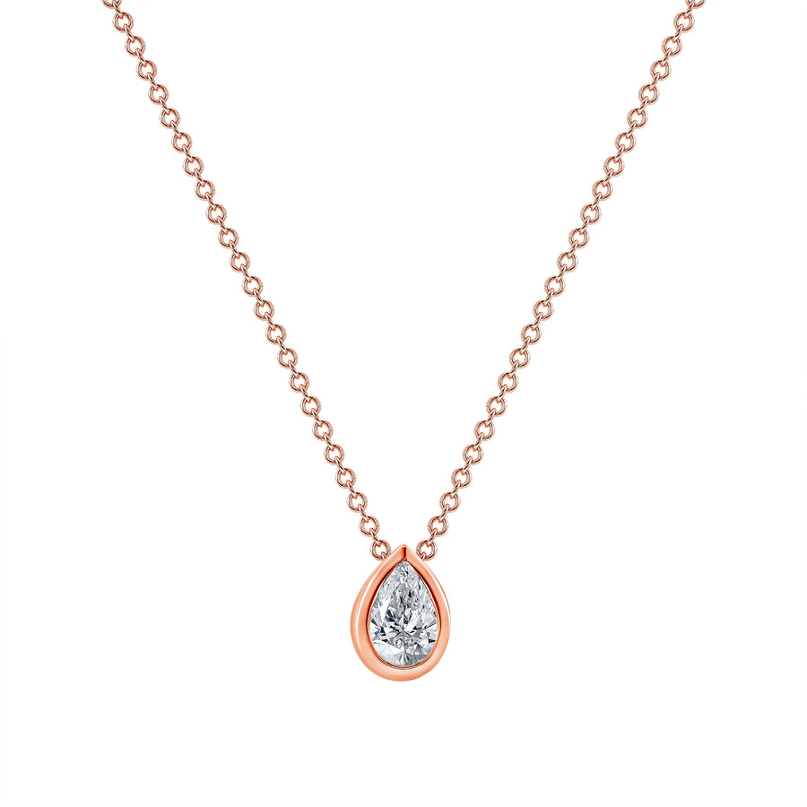 Pear Shape Rose Gold Diamond Bezel Set Necklace