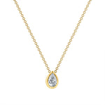 Pear Shape Yellow Gold Diamond Bezel Set Necklace