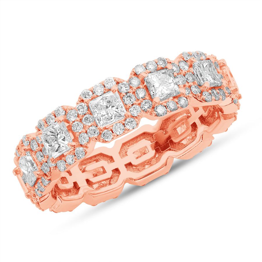 Diamond Halo Eternity Rose Gold Band