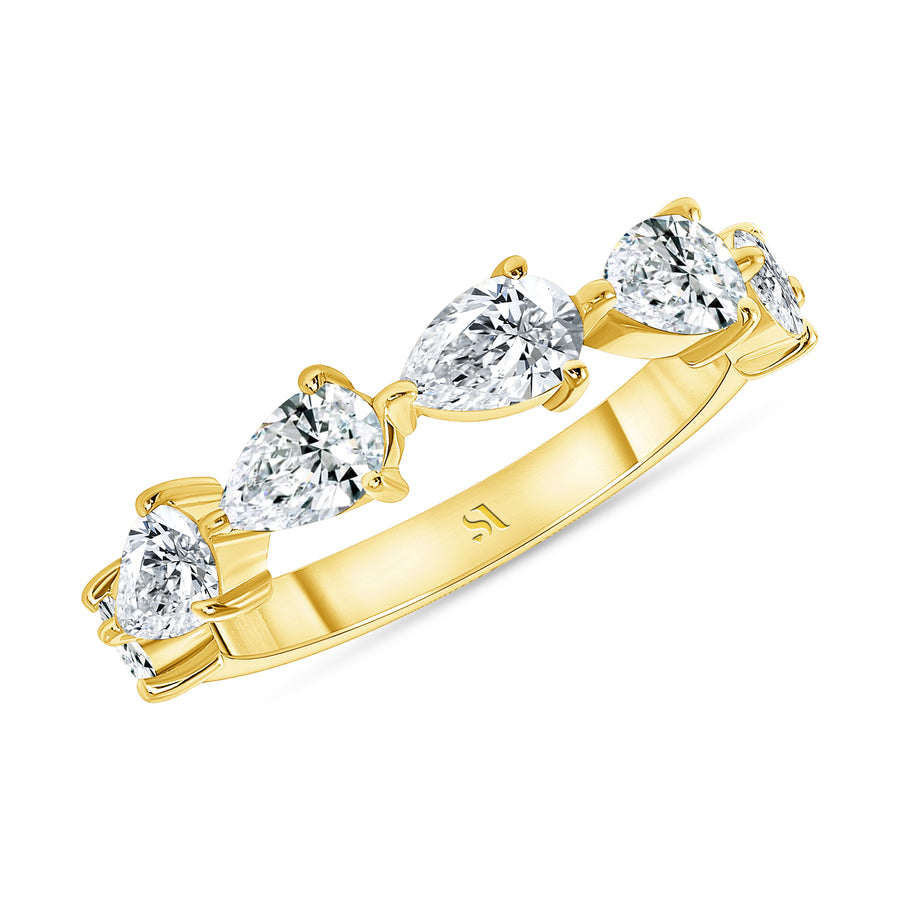 East-West Pear Shape Yellow Gold Diamond Band