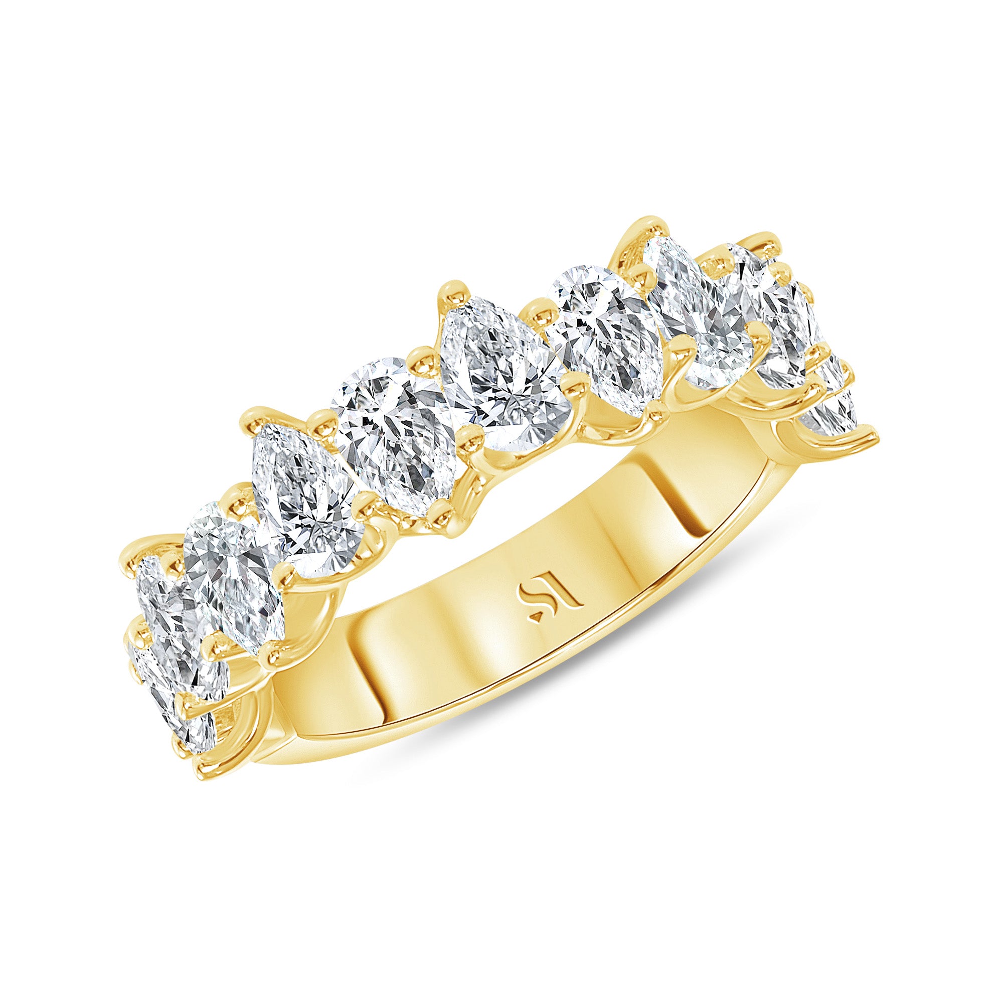 Pear Shape Halfway Yellow Gold Eternity Band