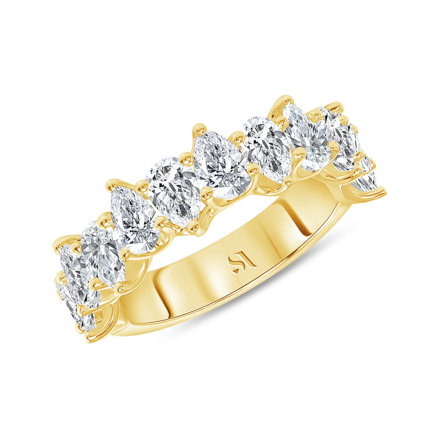 Pear Shape Halfway Yellow Gold Eternity Band