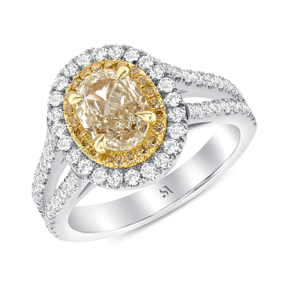 Two Tone Oval Diamond Ring