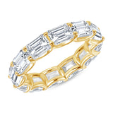 East West Emerald Cut Yellow gold Band