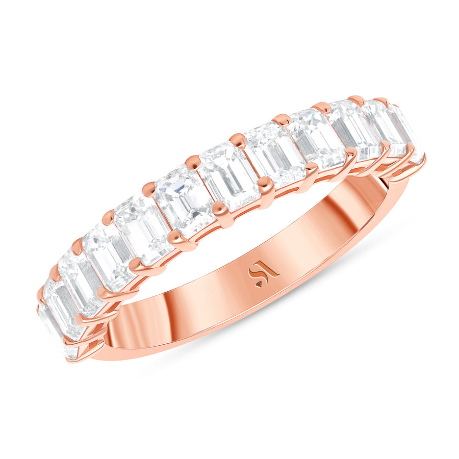 Emerald Cut Diamond Rose Gold Band