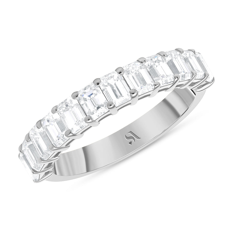 Emerald Cut Diamond White Gold Band