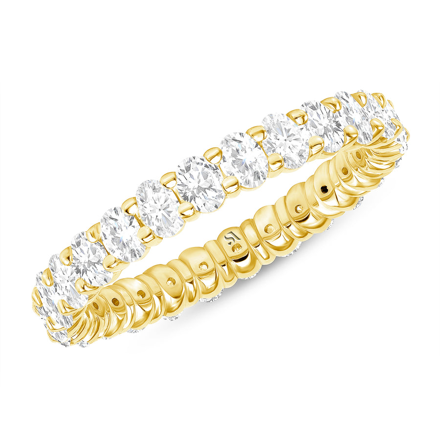 Petite Oval Diamond Yellow Gold Eternity Band 