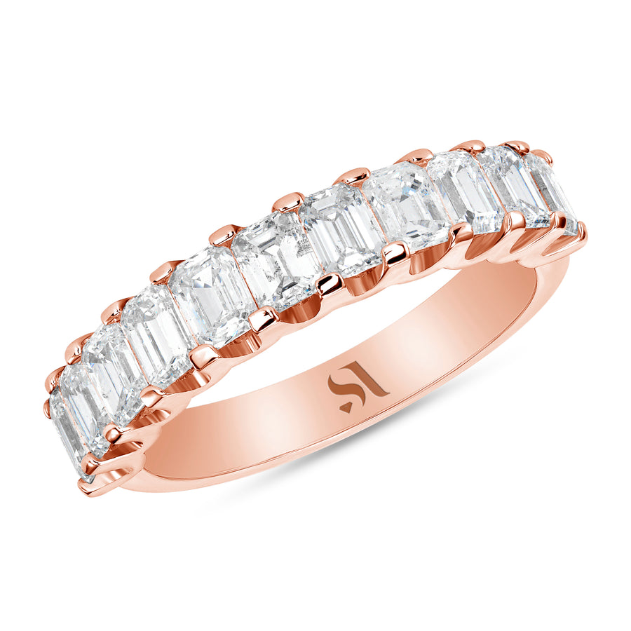 emerald and diamond eternity band Rose Gold
