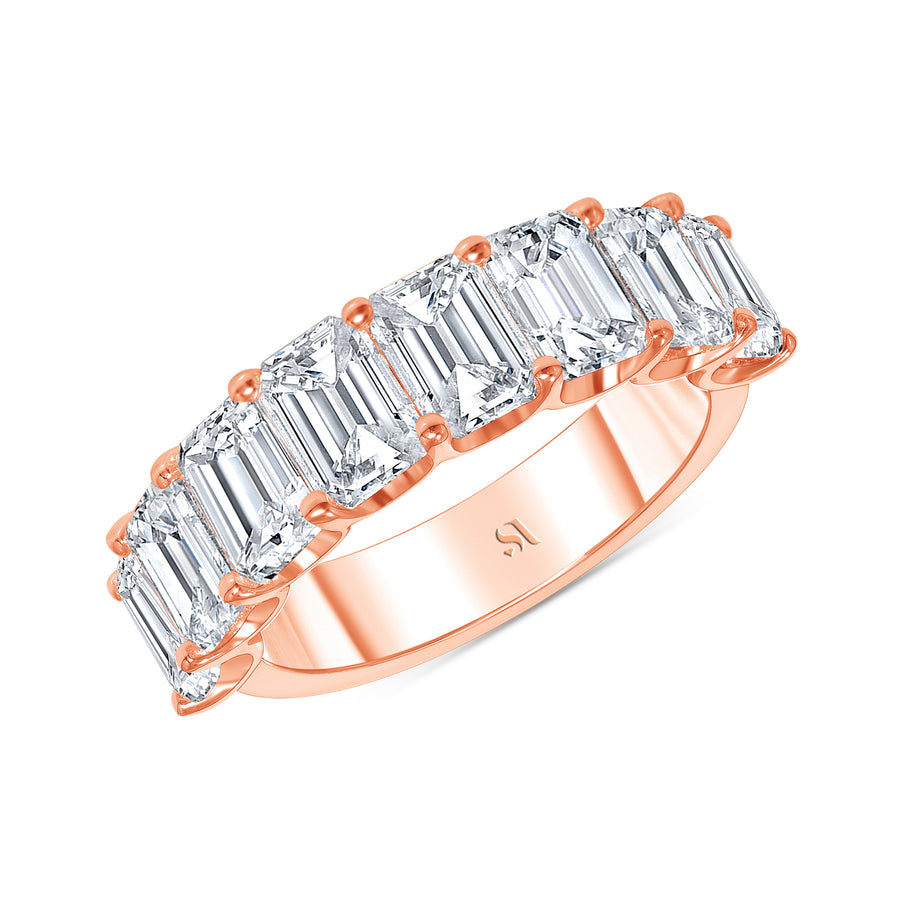 Emerald Cut Rose Gold Diamond Band