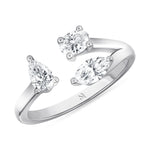 Three Stone Fancy Shape White Gold Diamond Wedding Ring