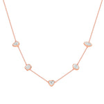 Multi Shape Bezel Set Rose Gold Diamond Necklace