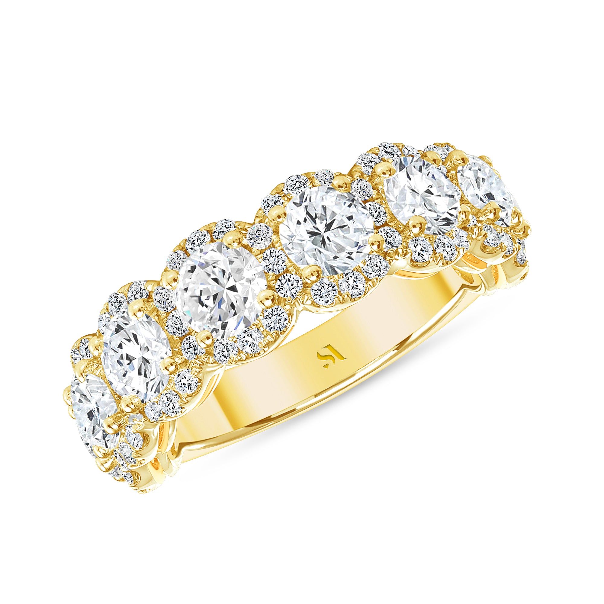 Diamond Halo Yellow Gold Ring