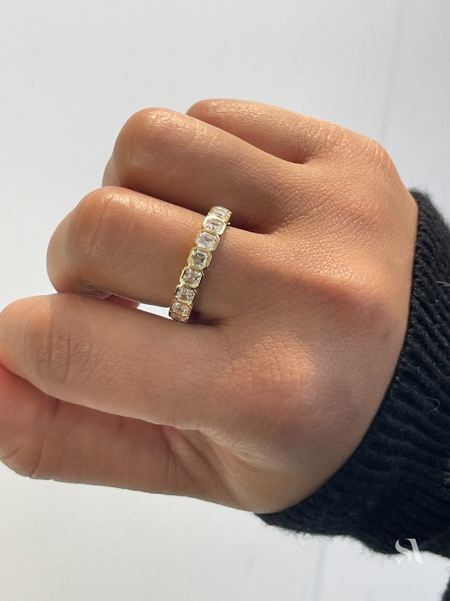 Asscher Diamond Bezel Set Eternity Band