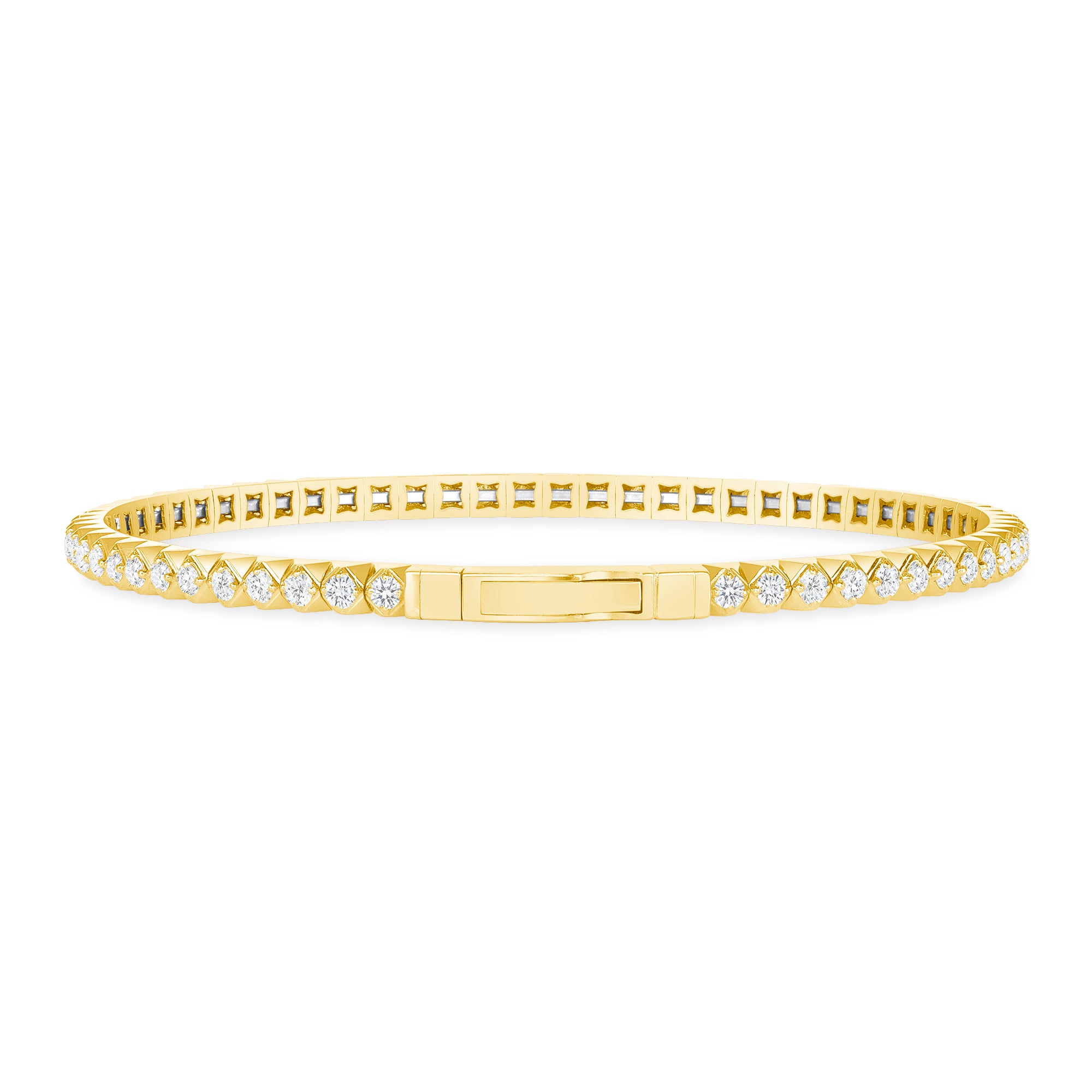 Diamond 14k Gold Flexible Round Bangle - Sabrina A Jewelry